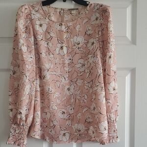 Pleione Blush Floral Long Sleeve Blouse